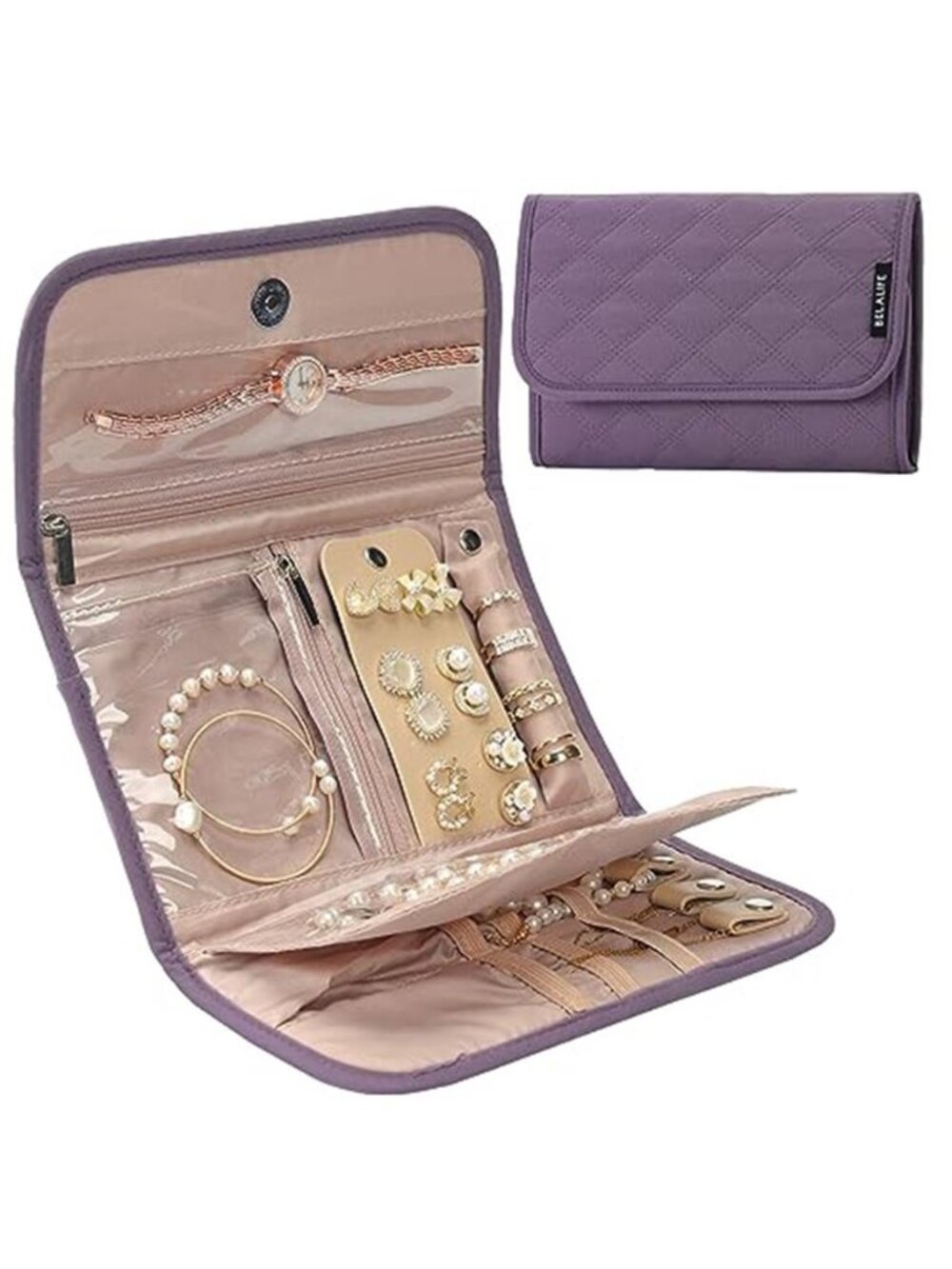 Travel Jewelry Organizer Case Necklace Ring Earring Storage Roll Pouch Bag